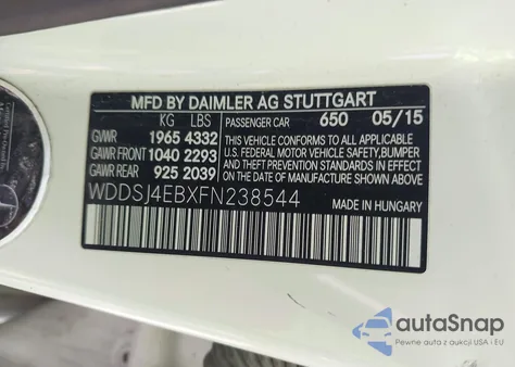 2015 Mercedes-Benz Cla 250 from USA, damaged, VIN WDDSJ4EBXFN238544